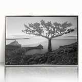 Framed wall art collection showcasing a serene seascape design with silver accents, ideal for modern home decor, enhancing any living space's aesthetic.