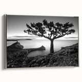 Framed canvas wall art showcasing a serene seascape design with silver accents, ideal for modern home decor, enhancing living spaces with tranquil ocean views.