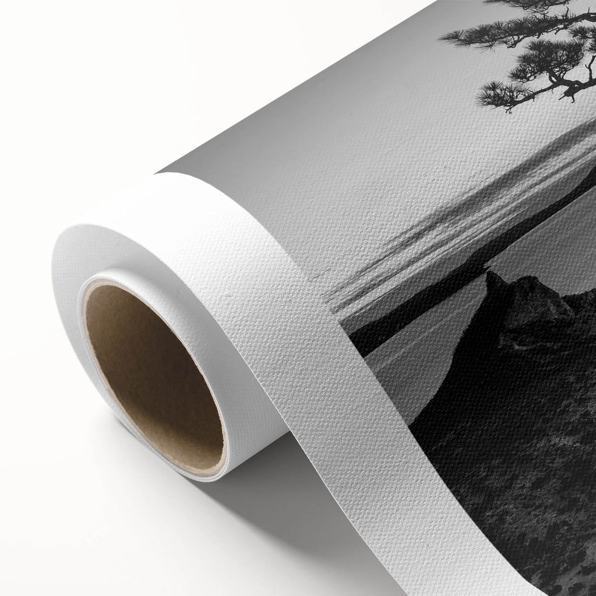 Rolled canvas showcasing a vibrant seascape design with rich blues and greens, perfect for coastal-themed decor, elegantly packaged in a protective tube.