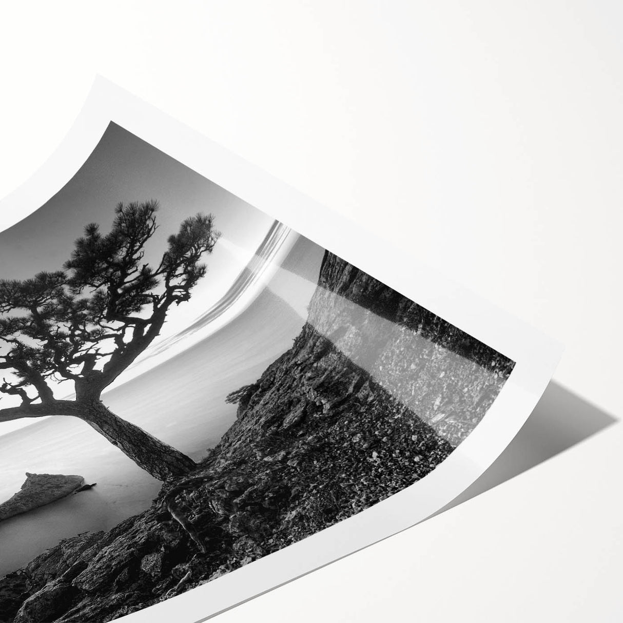 Vibrant rolled print showcasing a serene seascape design, featuring gentle waves and a soft sunset palette, ideal for coastal home decor. Packaged securely for delivery.