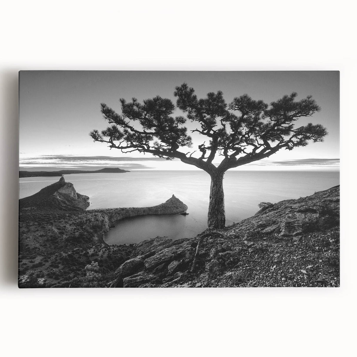 Stretched canvas wall art showcasing a vibrant seascape design with rich blues and greens, perfect for enhancing coastal-themed interiors. Ideal for home decor.