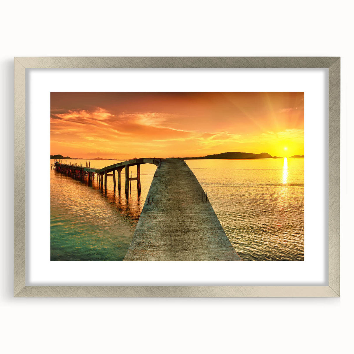 Elegant silver-framed wall art featuring a seascape design, showcasing serene ocean waves and a soft color palette, perfect for coastal home decor.