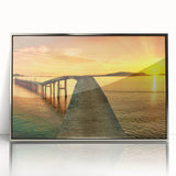 Framed wall art collection featuring a stunning seascape design with vibrant colors and a sleek silver frame, perfect for enhancing modern home decor.