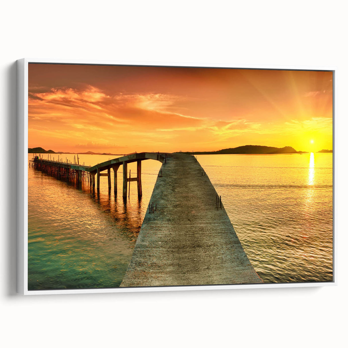 Framed canvas wall art from the Landscapes & Seascapes collection, showcasing a serene ocean view with soft blue and green hues, ideal for modern home decor.