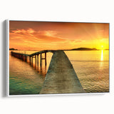 Framed canvas wall art from the Landscapes & Seascapes collection, showcasing a serene ocean view with soft blue and green hues, ideal for modern home decor.