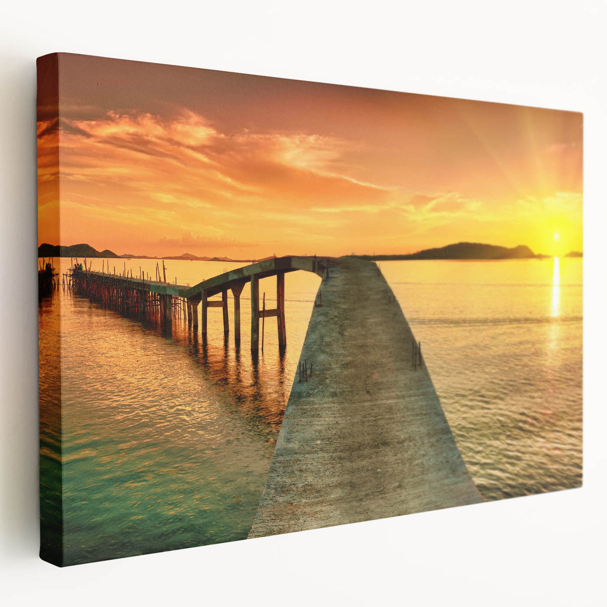 Stretched canvas wall art showcasing a serene seascape design with vibrant blues and greens, perfect for enhancing coastal-themed interiors and creating a calming atmosphere. This artwork captures the tranquil essence of ocean waves, making it an ideal addition to living rooms or beach houses.