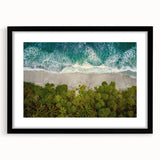 Framed wall art collection showcasing a serene seascape design with a black mat, perfect for enhancing modern home decor. Ideal for coastal-themed interiors.