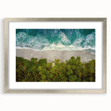 Framed wall art collection showcasing a serene seascape design with a silver mat, perfect for enhancing coastal-themed interiors. Ideal for living spaces or offices.