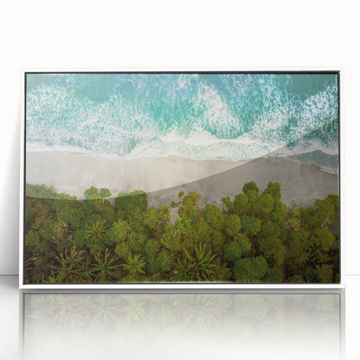 Framed wall art collection showcasing a vibrant seascape design with a white border. The acrylic frame adds a modern touch, perfect for coastal home decor.
