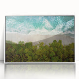 Framed wall art collection showcasing a vibrant seascape design with a white border. The acrylic frame adds a modern touch, perfect for coastal home decor.