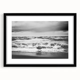 Black-framed wall art collection showcasing stunning seascapes with a white mat, perfect for home décor. Ideal for coastal-themed interiors or beach lovers.