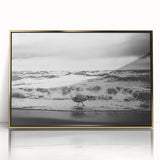 Framed acrylic wall art from the Landscapes Seascapes collection, featuring a serene coastal scene with golden accents, perfect for modern home décor.