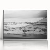 Framed acrylic wall art collection showcasing a serene seascape design, featuring soft blue and white hues, ideal for coastal home decor.