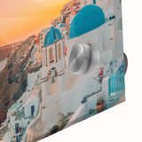 Close-up view of a vibrant acrylic glass wall art piece showcasing a serene seascape with rich blue hues and intricate detailing, ideal for coastal-themed decor.