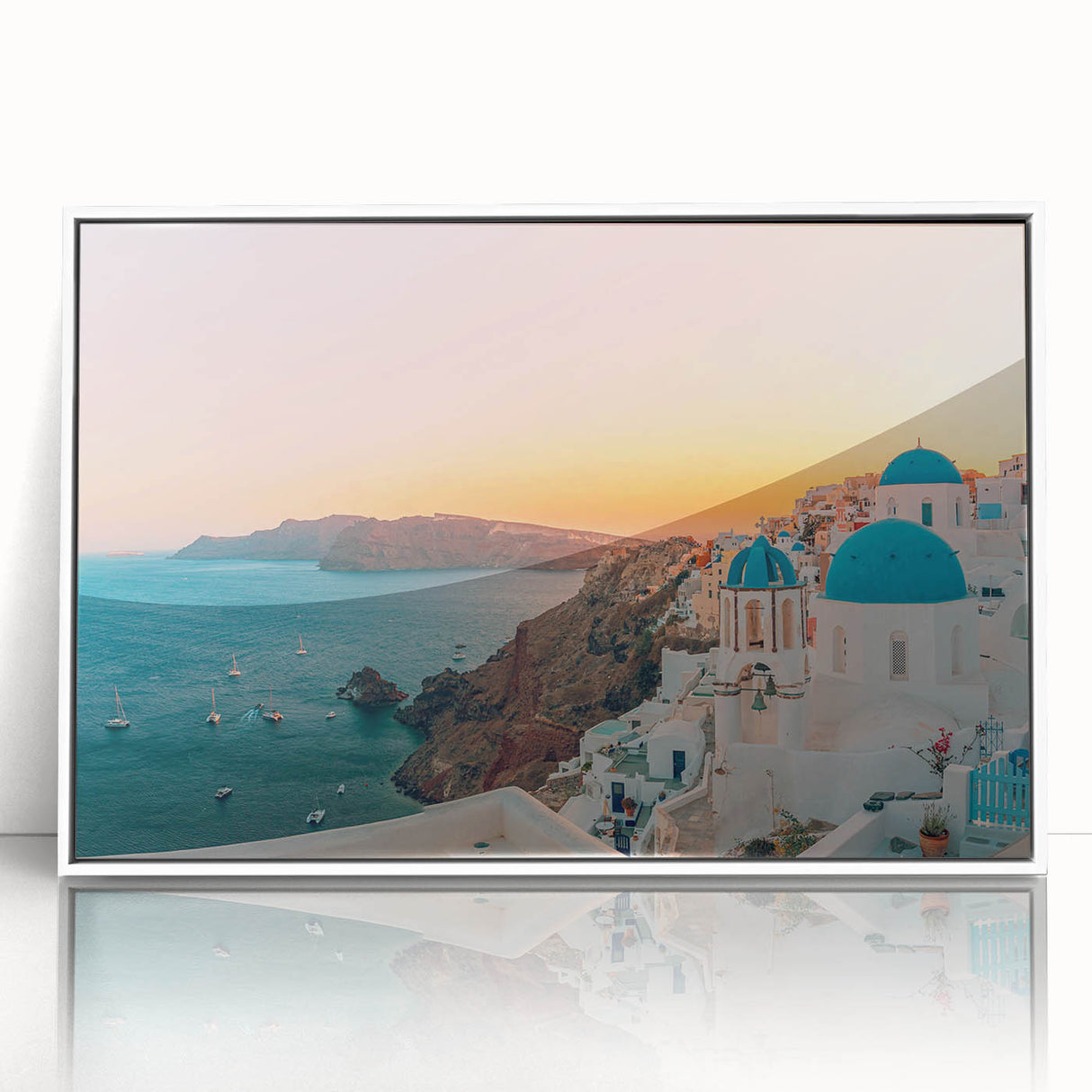 Framed acrylic wall art showcasing a serene seascape design with calming blue tones, perfect for coastal-themed decor, viewed from the front against a white background.