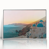 Framed acrylic wall art showcasing a serene seascape design with calming blue tones, perfect for coastal-themed decor, viewed from the front against a white background.