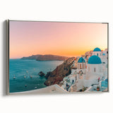 Framed canvas wall art featuring a serene seascape design with silver accents, showcasing tranquil ocean waves and a calming blue color palette, perfect for home decor.