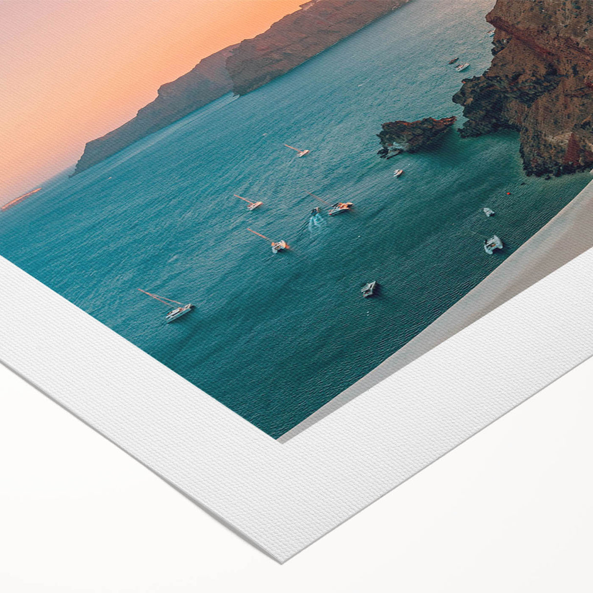 Rolled canvas showcasing a vibrant seascape design, featuring dynamic waves and a bright sunset palette, packaged securely in a protective cardboard tube for shipping.