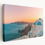 Stretched canvas wall art showcasing a serene seascape design with vibrant blues and calming waves, ideal for coastal-themed home decor. Perfect for adding tranquility and elegance to living spaces.