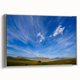 Framed canvas wall art from the Landscapes Skyscapes collection, showcasing serene silver tones and a modern design, ideal for enhancing contemporary interiors.
