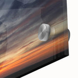 Close-up of a vibrant acrylic glass wall art piece showcasing a stunning landscape and skyscape design, ideal for modern home decor. The artwork features vivid colors and intricate details, enhancing any interior space.