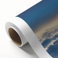Rolled canvas showcasing a vibrant landscape and skyscape wall art design, featuring rich colors and intricate details, perfect for home decor.