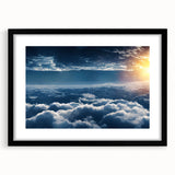 Framed landscape and skyscape wall art collection in a sleek black mat, showcasing vibrant colors and serene imagery, perfect for modern home decor accents.