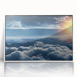 Framed acrylic wall art showcasing a vibrant landscapes and skyscapes design in a white frame, perfect for modern home decor, enhancing interior aesthetics.