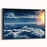Framed canvas wall art showcasing a serene landscapes and skyscapes design, featuring rich colors and a sleek black frame, ideal for modern decor.