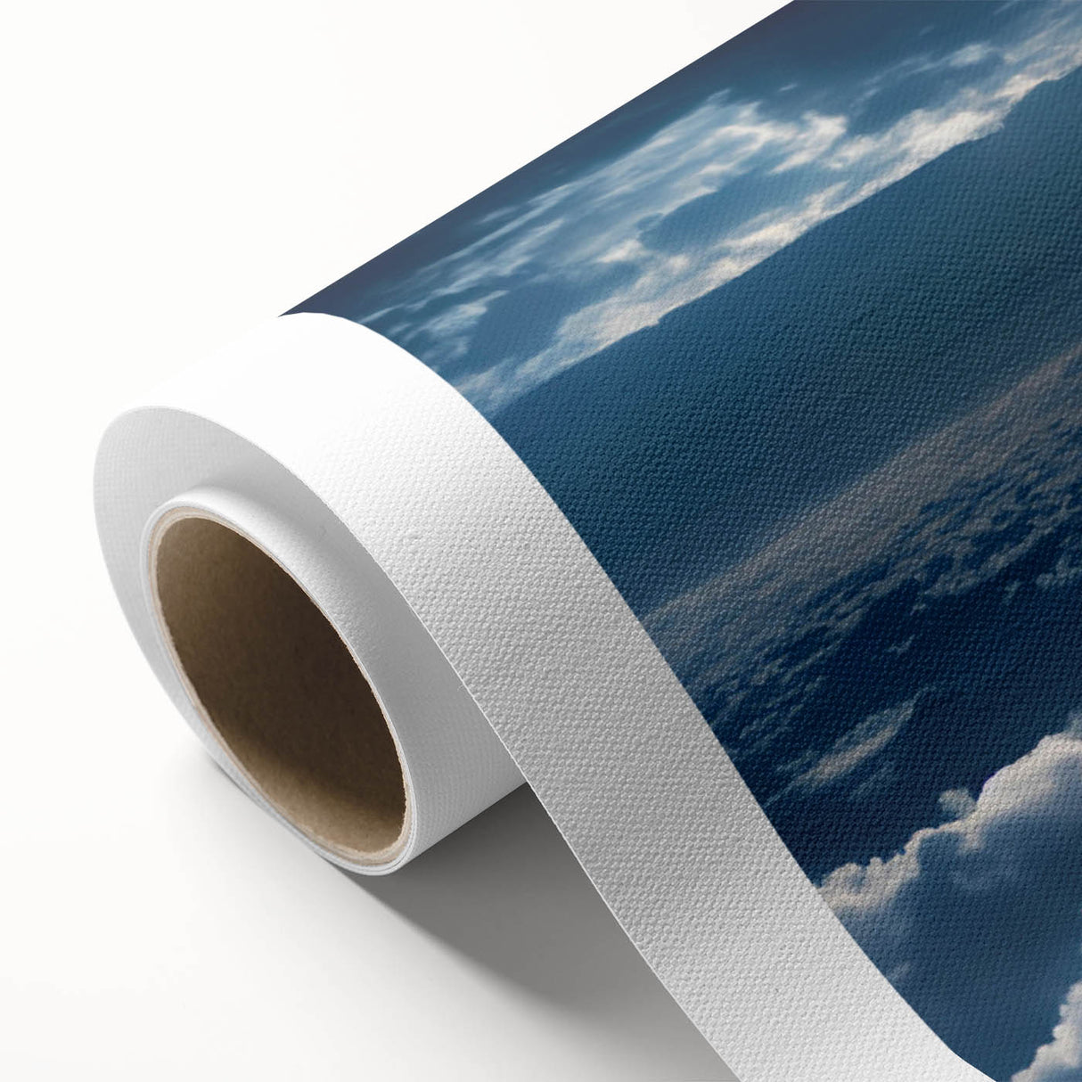 Vibrant rolled canvas showcasing a stunning landscapes and skyscapes design, featuring rich colors and intricate details, ideal for modern home decor.