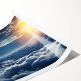 Rolled print showcasing a vibrant landscapes and skyscapes design, featuring rich colors and intricate details, packaged securely in a cardboard tube for easy transport.