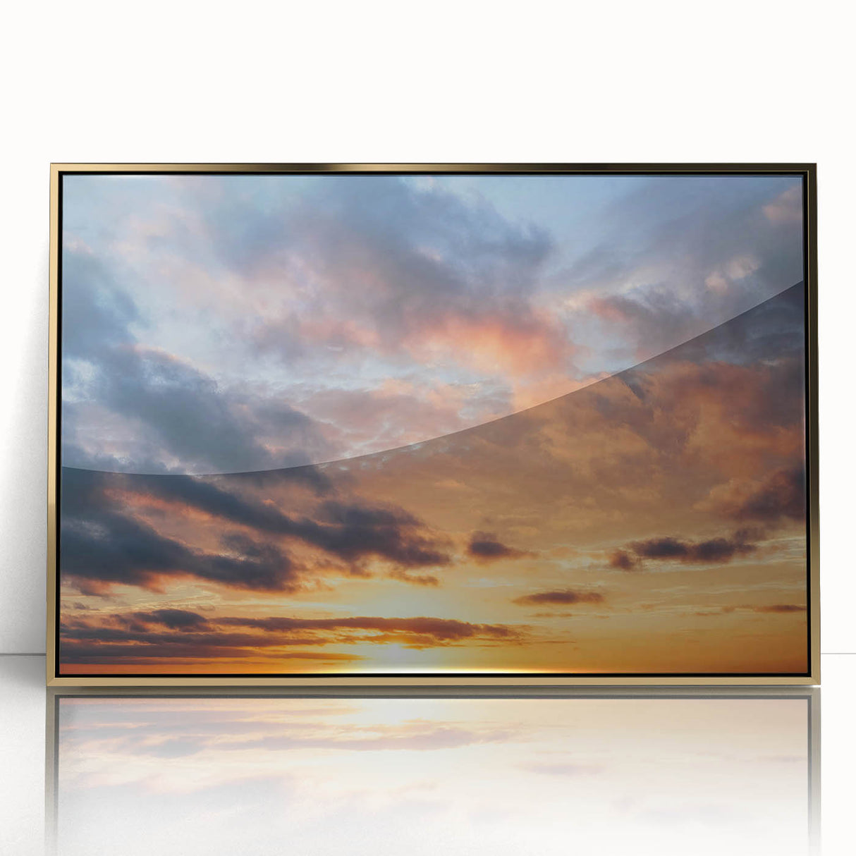 Framed wall art collection showcasing a vibrant landscape design with rich colors and intricate details, highlighted by a sleek gold frame, perfect for modern decor.