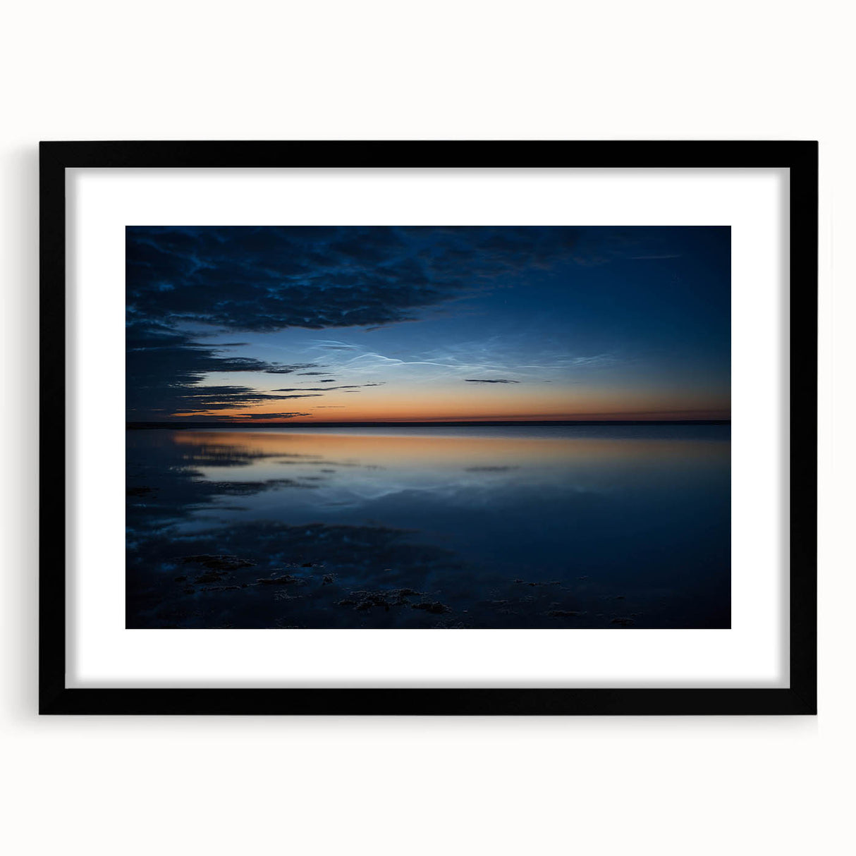 Framed wall art collection showcasing a serene landscape design with vibrant colors and a sleek black mat, perfect for home decor and enhancing interior aesthetics.