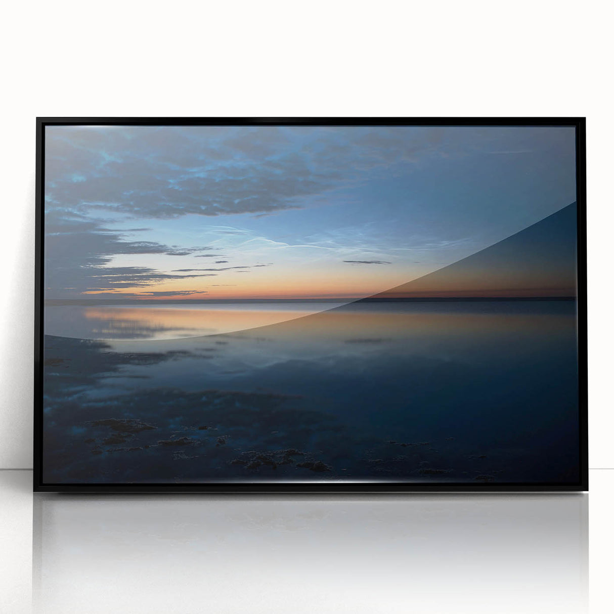 Framed acrylic wall art from the Landscapes & Skyscapes collection, showcasing a stunning black design with vibrant colors, ideal for modern home decor.