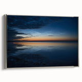 Framed canvas wall art depicting a serene landscape with vibrant colors and a silver frame, showcasing a modern artistic interpretation of nature's beauty.