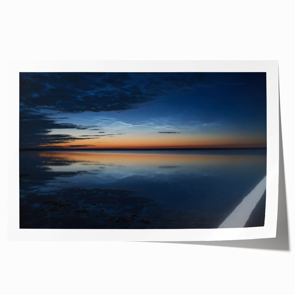 Rolled print of a colorful abstract landscape wall art design showcasing vibrant hues of blue, orange, and green, ideal for modern home decor.