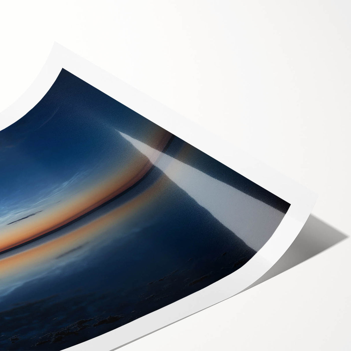 Rolled print showcasing a vibrant landscape scene with dramatic skyscapes in rich colors, perfect for enhancing home decor. Packaged securely for delivery.