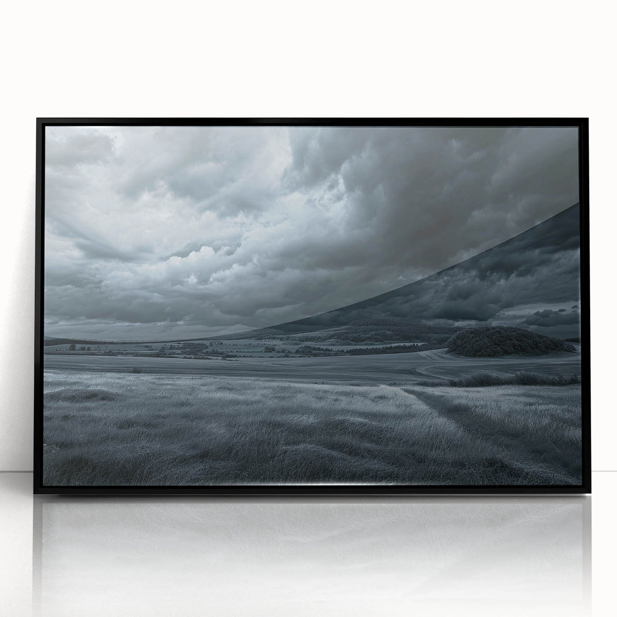 Framed acrylic wall art featuring a vibrant landscape design, showcasing rich colors and intricate details, set in a sleek black frame for modern decor. Perfect for enhancing any living space with natural beauty.