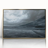 Framed acrylic wall art showcasing a vibrant landscapes and skyscapes design with gold accents, perfect for enhancing modern home decor.