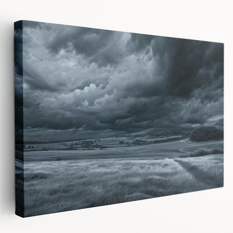Stretched canvas wall art showcasing a vibrant landscape and skyscape design, featuring rich colors and intricate details, ideal for home décor enhancement.