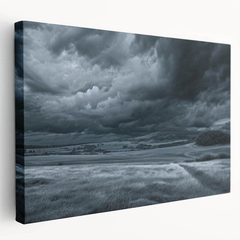 Stretched canvas wall art showcasing a vibrant landscape and skyscape design, featuring rich colors and intricate details, ideal for home décor enhancement.