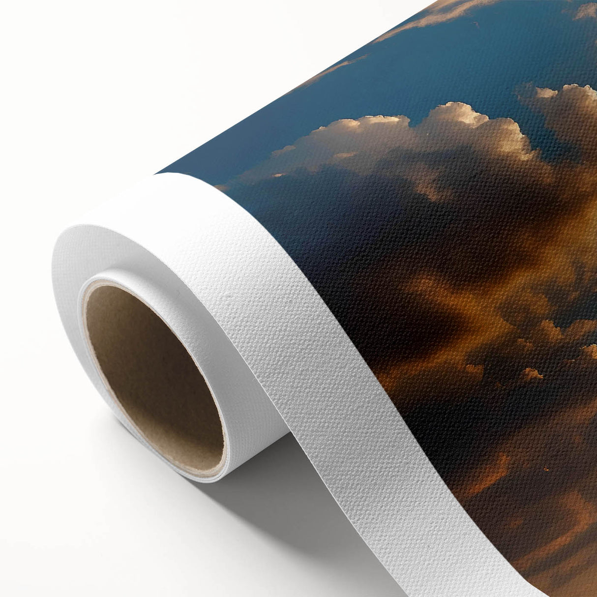 Vibrant rolled canvas wall art showcasing a breathtaking landscape with dramatic skies, featuring rich colors and intricate details, perfect for home decor.