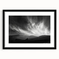 Black-framed wall art showcasing a serene landscape design with soft pastel colors and a white mat, perfect for modern home decor and interior styling.