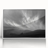 Framed acrylic wall art showcasing a serene landscape with vibrant colors, featuring a white frame, perfect for modern home decor. Ideal for adding a touch of nature to any room.