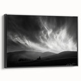 Framed canvas wall art from the Landscapes & Skyscapes collection, showcasing a serene mountain scene with vibrant colors and a sleek black frame, perfect for home decor.