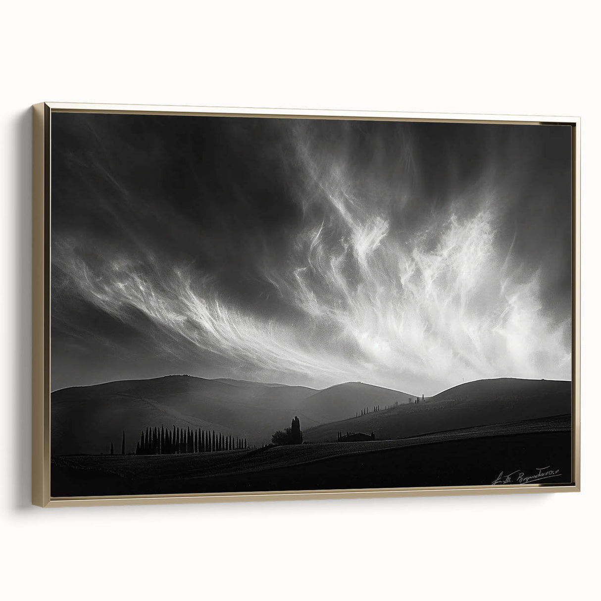 Framed canvas wall art from the Landscapes & Skyscapes collection, showcasing a stunning gold frame and vibrant scenery, perfect for home decor enhancement.