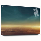 Side view of a landscape and skyscape wall art collection displayed in a modern setting, featuring vibrant colors and sleek acrylic glass, perfect for home decor.