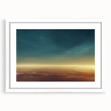 Framed white mat showcasing a scenic landscape and skyscape wall art design, perfect for home decor, with a modern aesthetic and vibrant colors. Ideal for enhancing interior spaces.