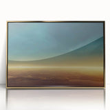 Framed acrylic wall art showcasing an elegant landscapes and skyscapes design with gold accents, perfect for modern home decor. Ideal for enhancing interior aesthetics.
