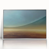 Framed acrylic wall art featuring a serene landscape with soft pastel colors, designed to enhance modern home decor. The artwork showcases calming skies and natural elements, perfect for a tranquil ambiance.